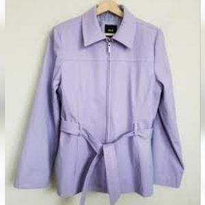 JLC New York Womens Jacket Lavender Zip Front Belt Pockets